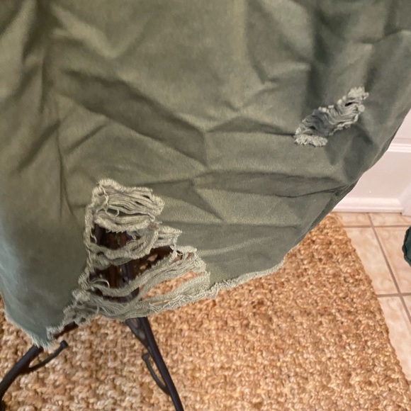 Army Style Distressed Olive Green Longline Lightweight Jacket 1X 2X 3X - Picture 9 of 12